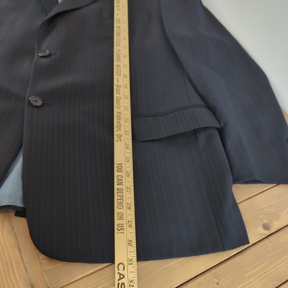 Jack Victor Blue Black Pinstripe Wool Blazer Suit Jacket - Picture 7 of 11
